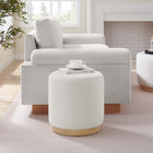 Modway Tilden 16" Round Sherpa Upholstered Ottoman - Ivory/Natural-Non-Marking Foot Glides