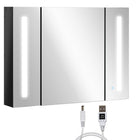 Kleankin LED Lighted Medicine Cabinet with Mirror and USB Charge - High Gloss Black-Smart touch is used to control the brightness of LED lights
