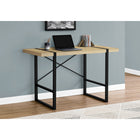 Monarch Specialties 7658 48" Computer Desk - Natural/Black Metal-Robust metal legs in a black finish are incorporated into the desktop for an interesting visual effect