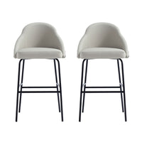 Manhattan Comfort Gracie 22" Modern Leatherette Upholstered Barstool - Stone and Black - 2 Pack-Modern Barstool with Backseat Perfect for Bar and Kitchen Use. Set of 2