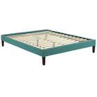 Modway Tessie Fabric Full Bed Frame with Squared Tapered Legs - Teal-Solid Wood Frame
