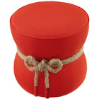 Modway Beat Nautical Rope Upholstered Fabric Ottoman - Atomic Red-Hemp Rope with Tassels