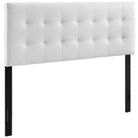 Modway Lily Upholstered Vinyl Queen Headboard - White-Elegantly tufted headboard