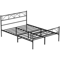 HOMCOM - Cadre de lit plateforme en métal taille complète avec tête de lit - noir-La structure silencieuse vous offre une atmosphère de sommeil de qualité 