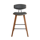 Armen Living - Fox Tabouret de Bar Moderne Mi-Siècle de 65 cm de Hauteur de Comptoir en Similicuir Gris et Bois Noyer-48,3 cm L x 40,6 cm l x 91,4 cm H