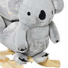 Qaba - Cheval à bascule bébé design koala en peluche - gris-Dimensions : 23,6 po L x 13 po l x 19,7 po H (60 x 33 x 50 cm) 