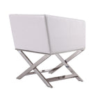 Manhattan Comfort - Hollywood fauteuil d’appoint contemporain 25,6" en similicuir blanc et chrome poli-Capacité de poids : 300 lb Hauteur du siège : 18,3 po Longueur du cadre de l’accoudoir : 26,18