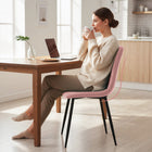 HOMCOM Dining Chairs with Metal Legs for Kitchen - Pink - Set of 4-Colour: Pink;