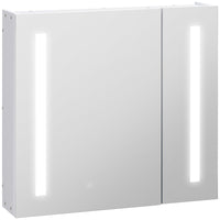 Kleankin LED Lighted Medicine Cabinet with Smart Touch Mirror - White-Wall-mounted design, takes up little space