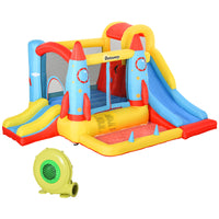 Outsunny - Château gonflable 4 en 1 pour enfants avec toboggan aquatique et trampoline gonflable - 10,8 pi L x 8,7 pi l x 6,1 pi H - multicolore-La forme de fusée et le schéma de couleurs attrayant rendent votre enfant plus intéressé . 