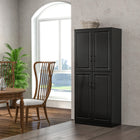 HOMCOM 71" H Kitchen Pantry Cabinet with 4 Hinged Doors and Adjustable Shelves - Black-3-level adjustable shelves allow for larger items, without worry if they will fit 