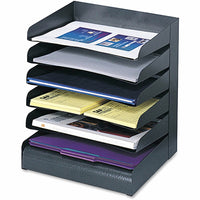 Safco 6-Shelf Desk Tray Sorter - Black-Slanted shelves with finger cutouts