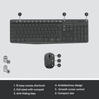 Logitech MK235 Wireless Keyboard & Mouse Combo - Grey - English (920-007897)-Advanced optical tracking for smooth, responsive cursor control, easy text selection, and effortless scrolling