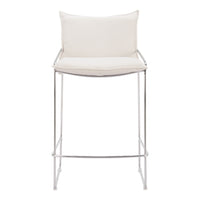 Zuo Pola Counter Stool - White-Cozy polyester linen fabric