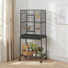 PawHut 56" Rolling Parrot Cage with Detachable Rolling-Includes 4 wooden perches and 4 food containers for convenience
