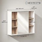 HOMCOM Wall Mounted Bathroom Storage Cabinet with Mirrored Door and Shelf - White-Constructed of sturdy engineered board for stability
