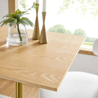 Modway Lippa 28" Square Wood Bar Table - Gold Natural-Seats 2