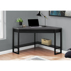Monarch Specialties 7503 42" Computer Desk - Black/Grey Top Corner/Black-Open and closed storage options include 1 storage drawer that is extra wide and equipped with 2 handles in a black finish and metal drawer glides, and 1 bottom shelf with an L-shape
