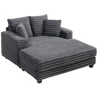 HOMCOM 60" Oversized Upholstered Chaise Lounge Sofa Bed - Grey-Pocket springs and thick foam provide cloud-like softness and lasting support