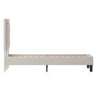 Flash Furniture - Lit plateforme Roxbury très grand touffeté en tissu beige-Touffeté à boutons