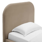 Modway Keynote Performance Velvet Curved Twin Platform Bed - Taupe-Weight Capacity: 800 lb