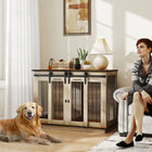 PawHut 47" Dog Crate Furniture with Divider Panel - Oak-Thick MDF and steel offer stability 