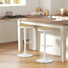 HOMCOM - Tabourets de bar pivotants réglables en bois - bois naturel et blanc - paquet de 2-Siège en bois d'hévéa massif offrant une élégance naturelle 
