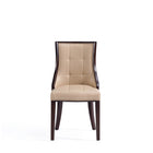 Manhattan Comfort - Lot de 4 chaises de salle à manger traditionnelles Fifth Avenue 18,5 po en similicuir et velours, coloris beige-Piètement standard à 4 pieds
