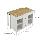 Modway Farmstead 3-Piece Kitchen Island and Stool Set - Oak White-MDF, Particleboard, and Paper Laminate