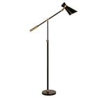 Hudson&Canal - Lampadaire Rex bicolore réglable en hauteur avec abat-jour en métal - Noir/Laiton/Noir-Design industriel pour votre salon, votre bureau, votre chambre ou votre coin lecture