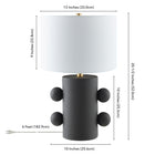 Hudson&Canal - Lampe de table Jurrah en céramique de 50 cm de haut avec abat-jour en tissu - Noir mat/blanc-8