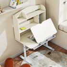 Qaba - Bureau pour enfants, table d’étude réglable en hauteur avec plateau incliné, rangement - naturel-Étagère supérieure, panneau perforé et tiroir pour garder les fournitures bien organisées  
