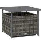 Outsunny 22" Outdoor Rattan Wicker Patio Coffee Table with Umbrella Hole - Mixed Grey-Rattan compact size table, perfectly compatible with your home style and garden