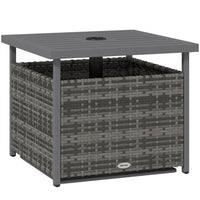 Outsunny 22" Outdoor Rattan Wicker Patio Coffee Table with Umbrella Hole - Mixed Grey-Rattan compact size table, perfectly compatible with your home style and garden