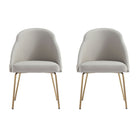 Manhattan Comfort Gracie 24.2" Modern Leatherette Upholstered Dining Chair - Stone and Gold - Set of 2-Modern Dining Chair for Dining Room and Task Use. Set of 2