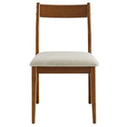 Modway - Solara Bois en tissu Fauteuils d’accompagnement à manger Ensemble de 2 - Noyer Tissage de bruyère beige-9