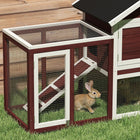 PawHut - Clapier à lapin en bois 49 po avec toit incliné et enclos, brun-Fil métallique robuste pour garder vos lapins à l'intérieur et en sécurité tout en empêchant l'entrée d'autres animaux 