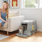 PawHut - bac à litière pour chat en acier inoxydable 80 l - gris clair-Le bac en acier inoxydable résiste aux odeurs et aux taches, garantissant l’hygiène 