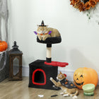 PawHut - Arbre à chat gothique 28 po avec lit supérieur en peluche - rouge et noir-Recouvert d’un tissu peluche doux, offrant à votre chat un refuge chaud et confortable 