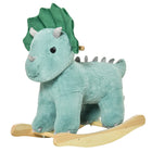 Qaba - Cheval à bascule en peluche sur rockers en bois - vert-Jouet à bascule traditionnel avec un design amusant de tricératops 