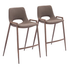 Zuo Desi Counter Stool - Brown/Walnut - Set of 2-Armrest support