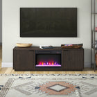 Hudson&Canal - Meuble TV Mansfield avec foyer en cristal de 66 cm pour téléviseurs jusqu'à 198 cm - Alder Brown-Fabriqué à partir de matériaux MDF robustes dans une finition aspect bois brun aulne