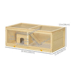 PawHut Wooden Hamster Cage with Sliding Tray for Gerbils - Natural Wood-The sliding tray is convenient for easy cleaning