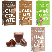 PODiSTA Hot Chocolate Variety Pack Nespresso Original Line Capsules - 60 Pack-Sample the PODiSTA hot chocolate line, everything from traditional rich and creamy to mint-infused.