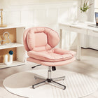 HOMCOM Criss Cross Armless Office Chair - Pink-Adjustable height and gentle tilting function help you find your personal comfort