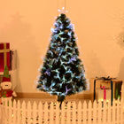 HOMCOM - Arbre de Noël artificiel à fibres optiques pré-éclairé de 4ft décoration de vacances étoile-Lumières multicoloures qui restent allumées même si une ampoule grille  