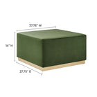 Modway Tilden Large 28" Square Performance Velvet Upholstered Ottoman - Moss Green/Natural-Stain-Resistant Fabric