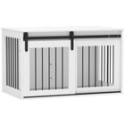 PawHut 39" Dog Crate End Side Table - White-Can be a side table to display things and a dog crate 