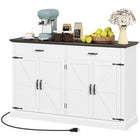 HOMCOM Farmhouse 55.1" L Sideboard Buffet Cabinet - White-Spacious countertop displays your coffee makers and mugs