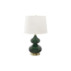 Monarch Specialties 24" H Contemporary Table Lamp - Green Glass / Ivory / Cream Shade-Add a fashionable touch to any room with this stylish and trendy 24"H double-gourd table lamp in a stunning green glass with a silver metal base and a chic cone shaped ivory fabric shade, topped with a round silver finial